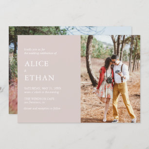 Simple Modern Photo Wedding Champagne Invitation
