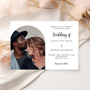 Simple modern photo wedding invitation