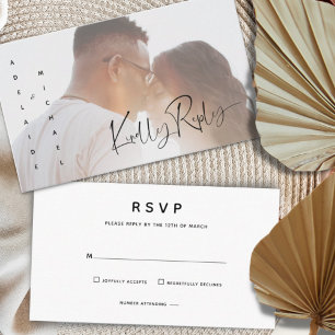 Simple Modern Photo Wedding RSVP Enclosure Card