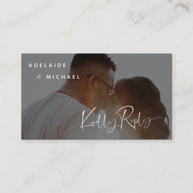 Simple Modern Photo Wedding RSVP Enclosure Card (Front)