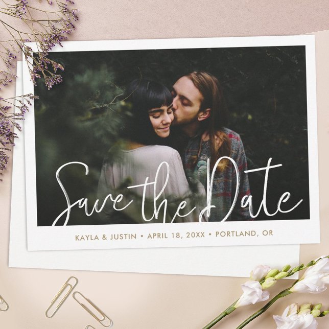 Simple Modern Photo Wedding Save the Date Card (Creator Uploaded)