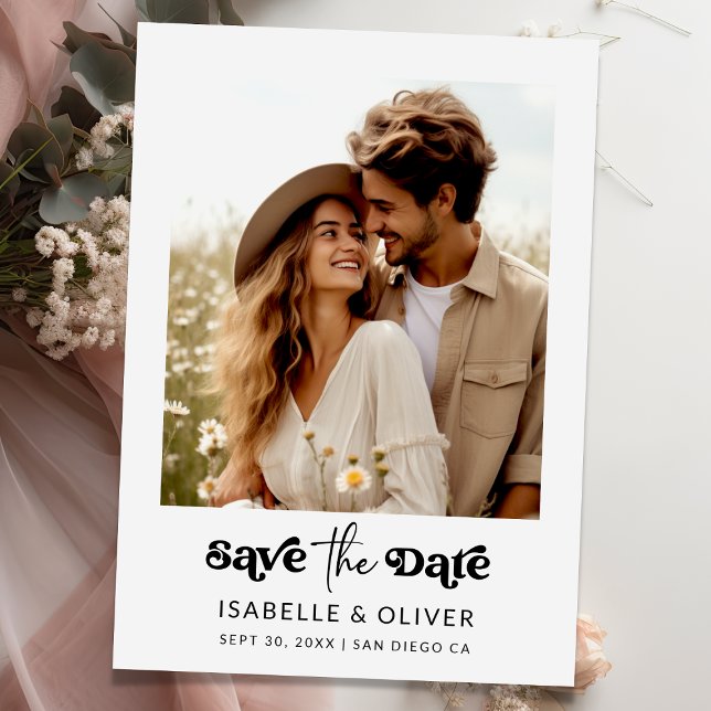 Simple Modern Photo Wedding Save the Date Card (Creator Uploaded)