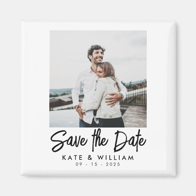 Simple Modern Photo Wedding Save the Date Magnet (Front)