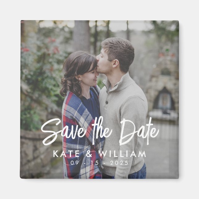 Simple Modern Photo Wedding Save the Date Magnet (Front)