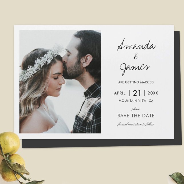 Simple Modern Photo Wedding Save the Date Magnetic Invitation (Creator Uploaded)