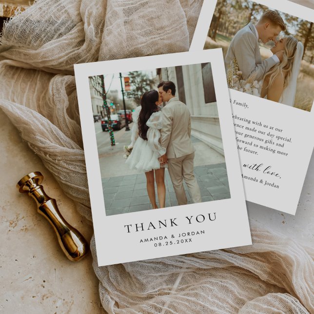 Simple Modern Photo Wedding Thank You Card (Creator Uploaded)