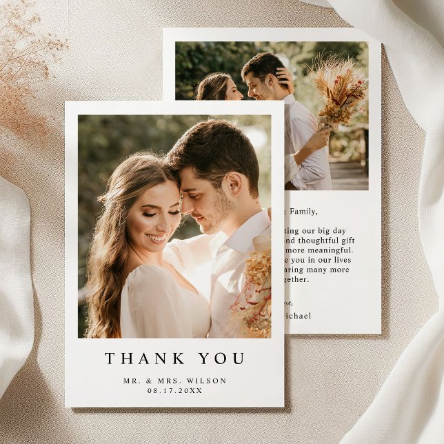 Simple Modern Photo Wedding Thank You Card (Creator Uploaded)