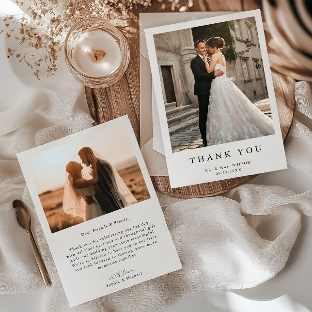 Simple Modern Photo Wedding Thank You Card (Creator Uploaded)