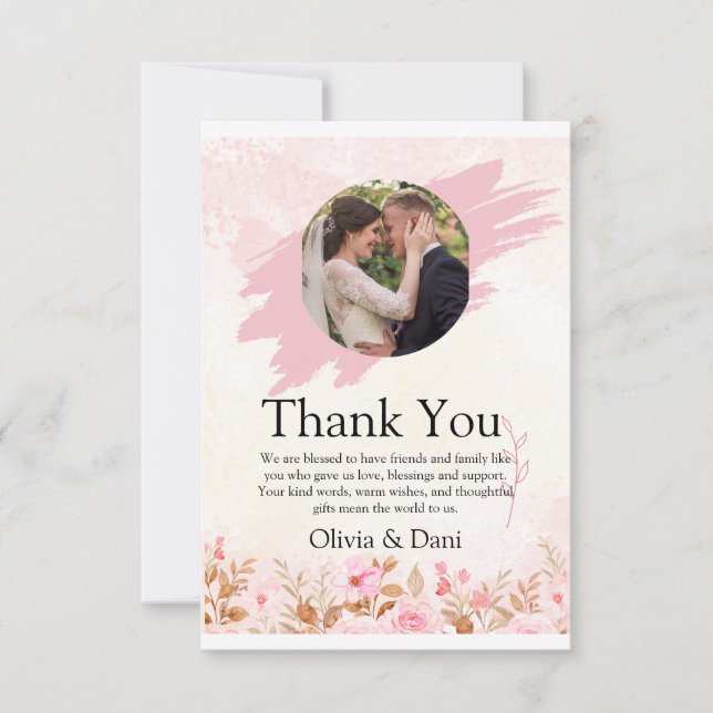 Simple Modern Photo Wedding Thank You Card (Front)