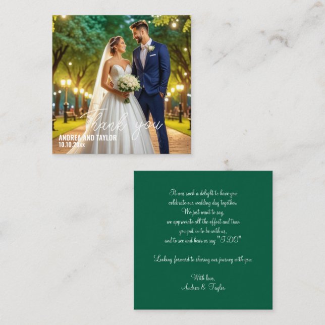 Simple Modern Photo Wedding Thank You Card Note (Front/Back)