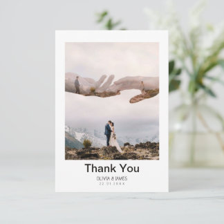Simple Modern Photo Wedding Thank You Card W Note