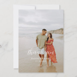 Simple Modern Photo Wedding Thank You Card W Note