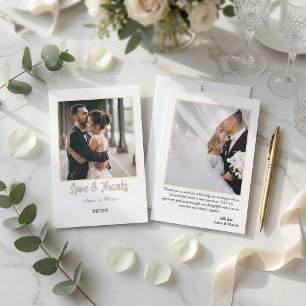 Simple Modern Photo Wedding Thank You Card W Note