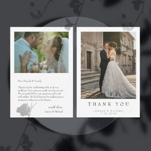 Simple Modern Photo Wedding Thank You Card W Note