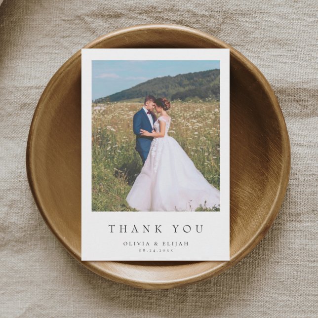 Simple Modern Photo Wedding Thank You Card W Note (Creator Uploaded)