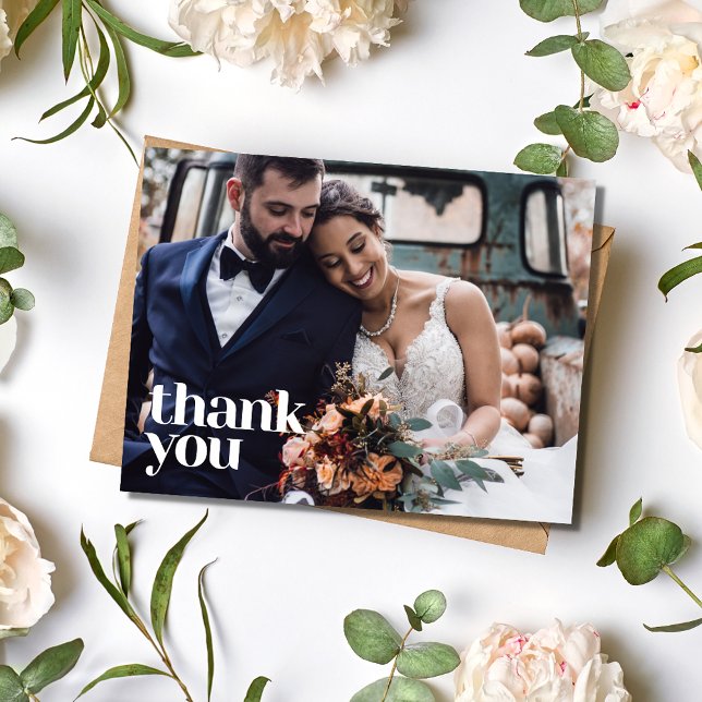Simple Modern Photo Wedding Thank You Postcard (Simple Modern Photo Wedding Thank You Postcard)