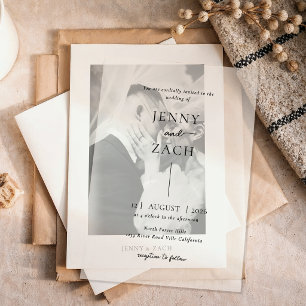 Simple Modern Photo Wedding Vellum Invitations