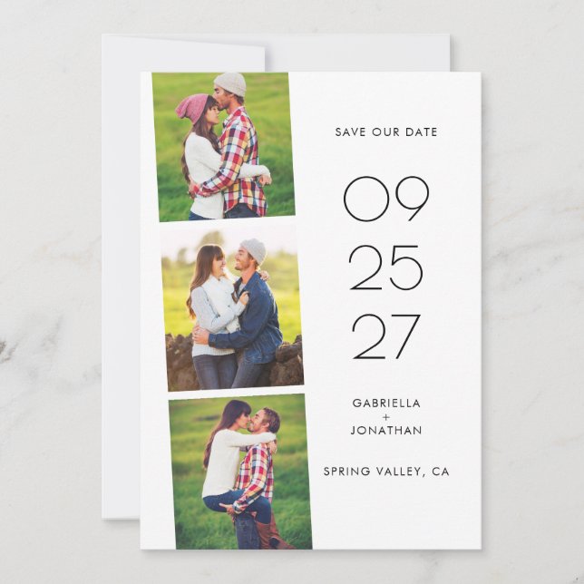 Simple Modern PhotoCollage Wedding Save The Date (Front)