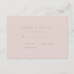 Simple Modern Pink Beige Wedding RSVP Card