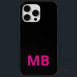 Simple Modern Pink Black Initial Monogram iPhone 15 Pro Max Case<br><div class="desc">Simple Modern Initial Monogram Phone Case. Create your own personalised iPhone Case with custom initial name.</div>