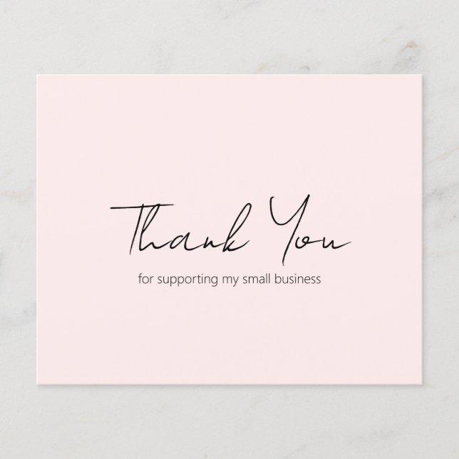 Simple Modern Pink Budget Business Thank You Card (Front)