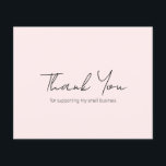 Simple Modern Pink Budget Business Thank You Card<br><div class="desc">Modern blush pink budget business thank you card featuring a simple and minimalist layout with "Thank You" on the front in an elegant script typography. The back has your personal message along with your QR code and social media icons. This professional thank you card is great for any small business....</div>