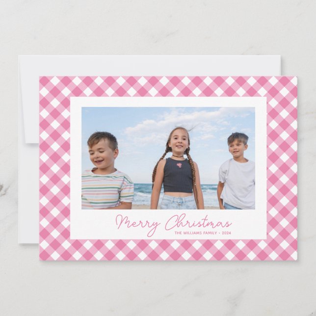 Simple Modern Pink Christmas Card (Front)
