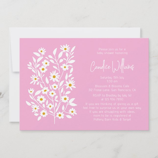 Simple Modern Pink Floral Couples Baby Shower Invitation (Front)