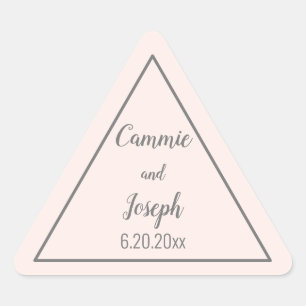 Simple Modern Pink Grey Triangle Wedding Geometric Triangle Sticker