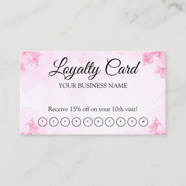 Simple Modern Pink Loyalty QR Code Business Card (Front)