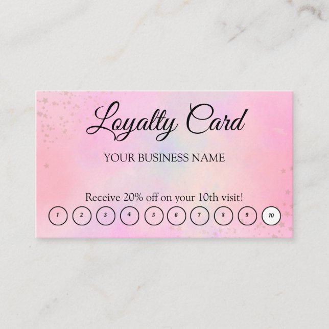 Simple Modern Pink Loyalty QR Code Business Card  (Front)