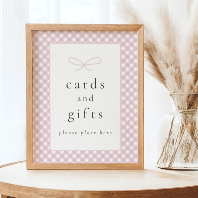 Simple Modern Pink Plaid Bow Baby Shower Sign (Creator Uploaded)