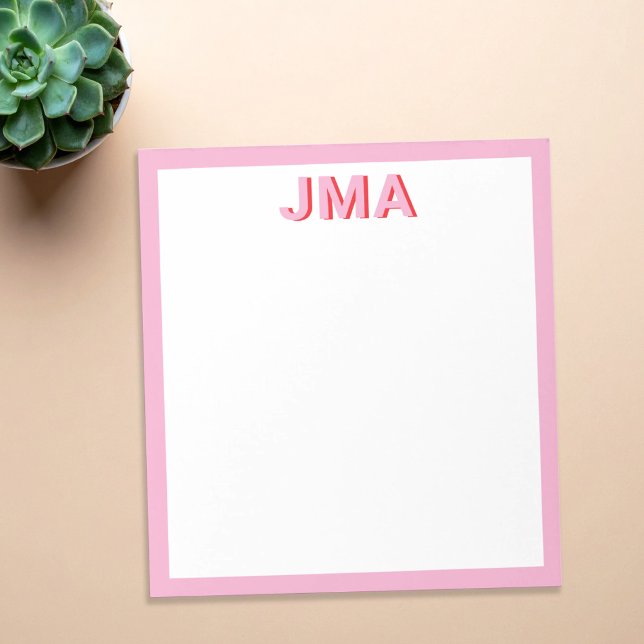 Simple Modern Pink Red Monogram Notepad (Creator Uploaded)
