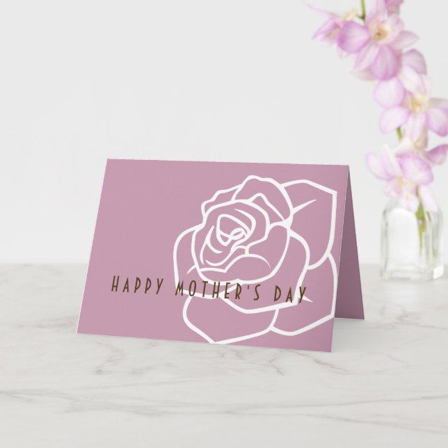 Simple Modern Pink Rose Mother's Day Card (Orchid)