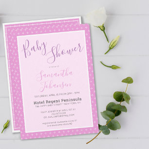 Simple Modern Pink Star Pattern Baby Shower  Invitation