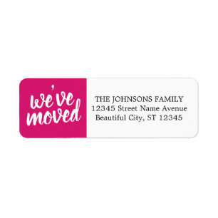 Simple Modern Pink We've Moved Return Address Label