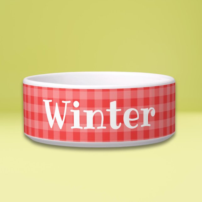 Simple Modern Plaid Dog Pet Bowl (Creator Uploaded)