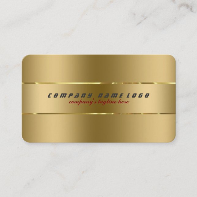Simple Modern Plain Gold Metallic Design Business Card (Front)