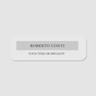 Simple Modern Plain Minimalist Grey Name Tag