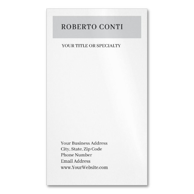 Simple Modern Plain Minimalist  Magnetic Business Card (Front Vertical)