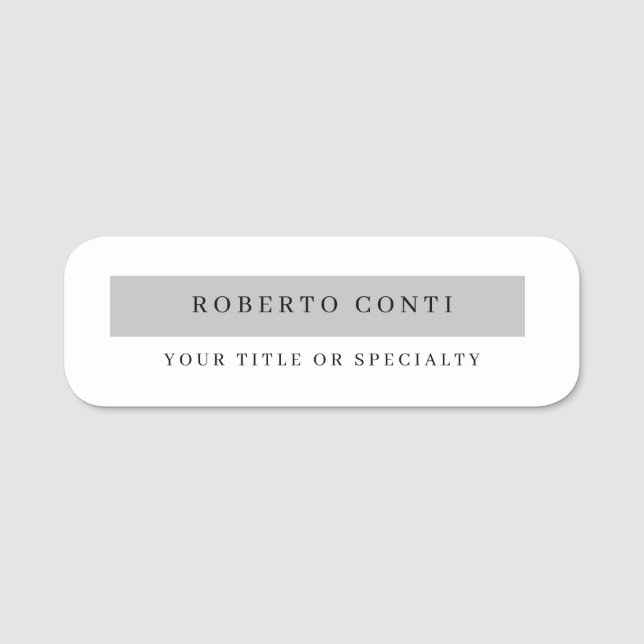 Simple Modern Plain Minimalist Name Tag (Front)