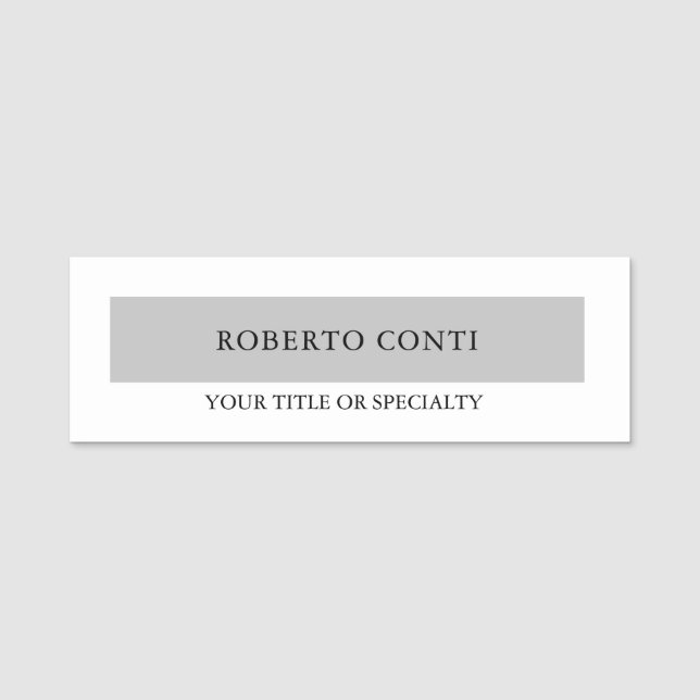 Simple Modern Plain Minimalist Name Tag (Front)
