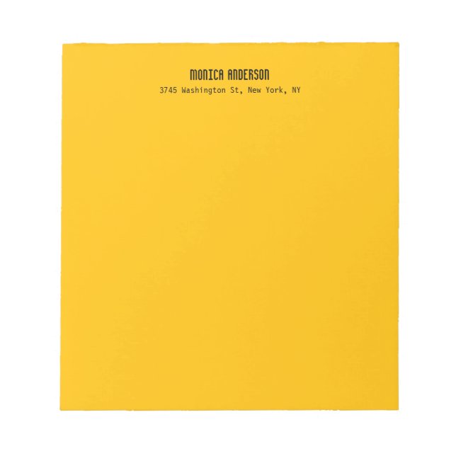 Simple Modern Plain Professional Amber Yellow Notepad (Front)