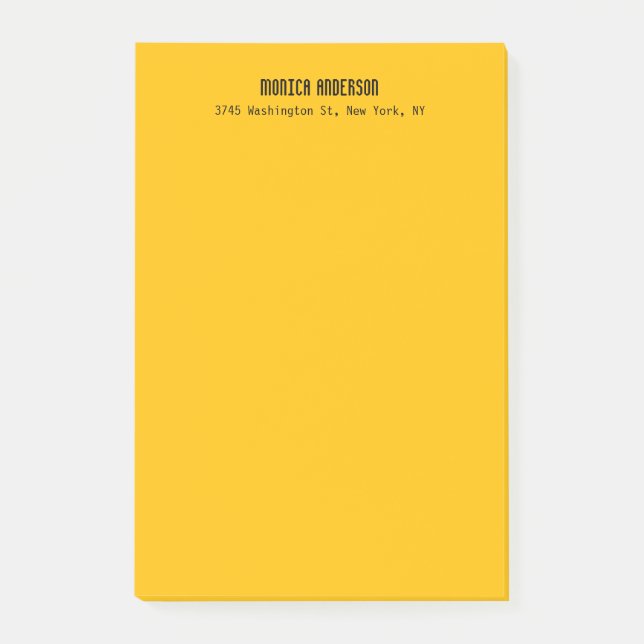 Simple Modern Plain Professional Amber Yellow Post-it Notes (Front)