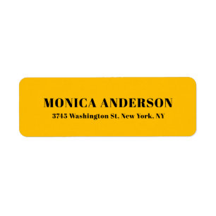 Simple Modern Plain Professional Amber Yellow Return Address Label