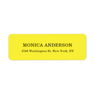 Simple Modern Plain Professional Yellow Return Address Label