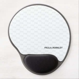 Simple Modern Plain White Grey Monogram Pattern Gel Mouse Pad