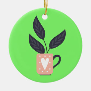 Simple modern plant pastel ceramic ornament