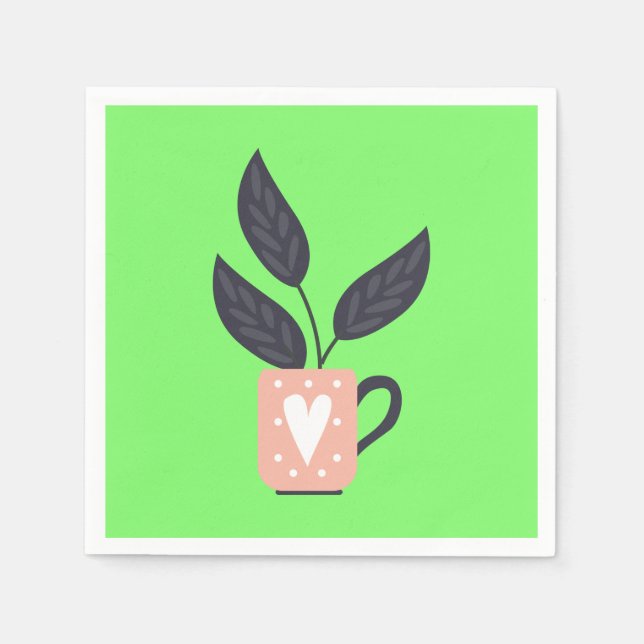 Simple modern plant pastel napkin (Front)
