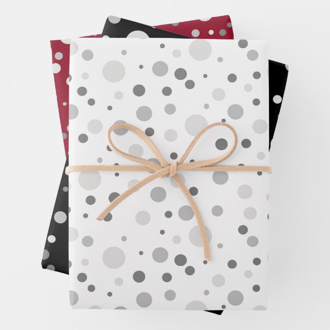 Simple Modern Platinum Silver Grey Polka Dot  Wrapping Paper Sheet (In situ)